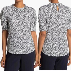 Adrianna Papell Crepe Blouse Ditzy Floral Feminine Academia Boho Cottage M